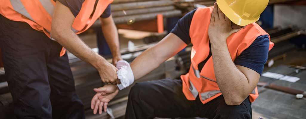 Work Assisting his Colleague with Physical Inury in Steel Mill