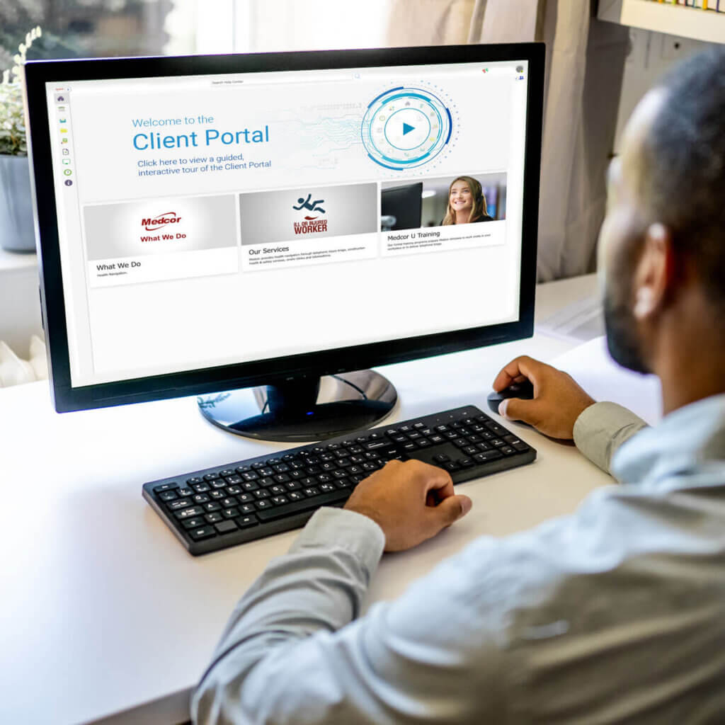 Client using Medcor client portal online