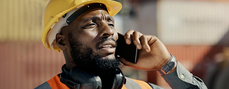 construction worker making a call