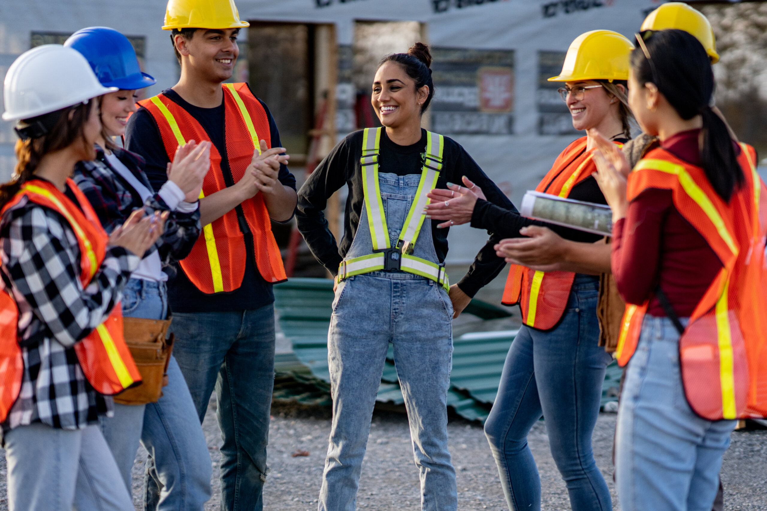 safety workers team meeting