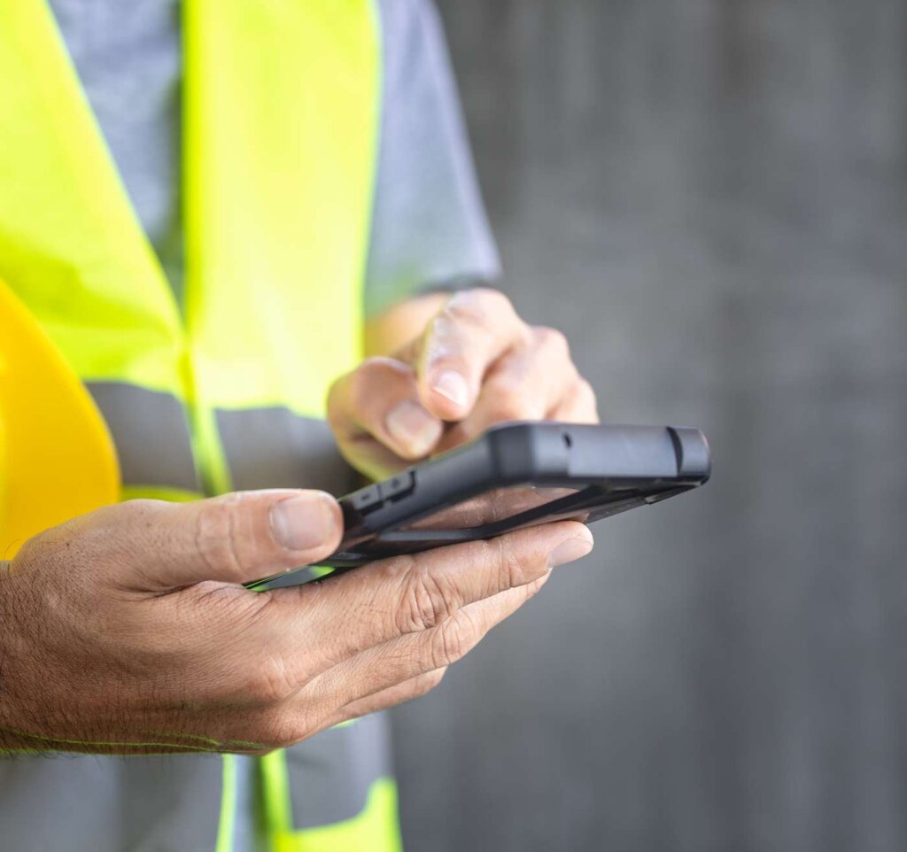 employee using phone for workers comp